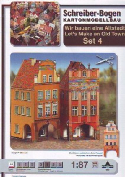 Altstadt-Set Nr.4 mit zwei Häusern (mit einer optionalen Fassade) 1:87 (H0) deutsche Anleitung