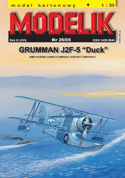 Amphibien-Flugzeug Grumman J2F-5 Duck 1:33 Offsetdruck, inkl. Spantensatz