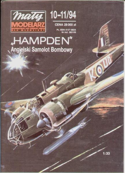 Bombenflugzeug Handley Page HP-52 Hampden 1:33 übersetzt
