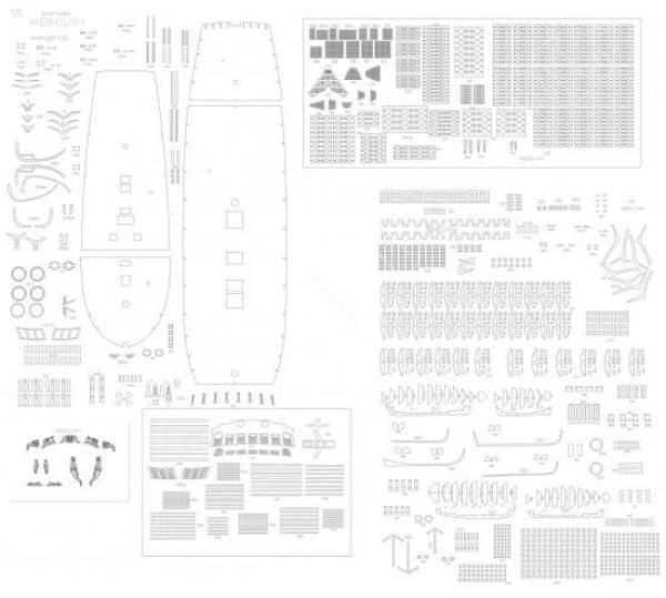 Groß-Detailsatz (Lasercut) für HMS Mercury 1:96 (Shipyard 35) Produzent: GPM