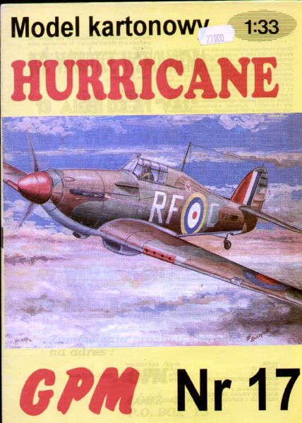 Hawker Hurricane Mk.I der RAF 1:33 mit Aufkleber, übersetzt
