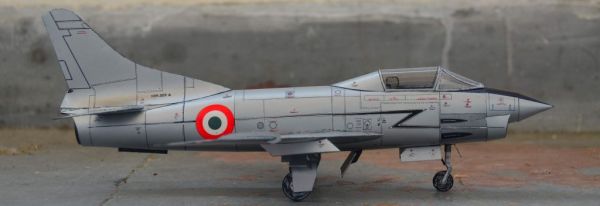 Italienischer Erdkampfdüsenjäger Fiat G-91 1:33 Erstausgabe,  glänzender Silberdruck