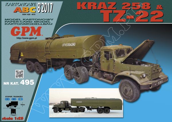 KrAZ-258 Zugmaschine mit TZ-22 Tankauflieger für den Flughafenbetrieb 1:25
