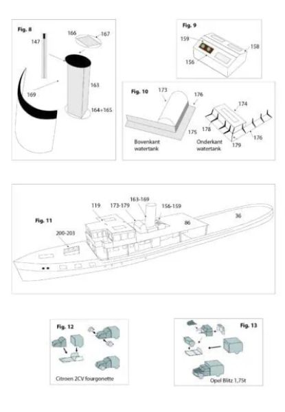 Lasercut Spantensatz für niederländisches Fährschiff "Königin Emma", 1:100