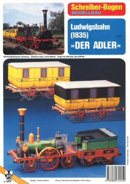 Ludwigsbahn "Der Adler" und zwei Waggons (1835) 1:20 deutsche Anleitung