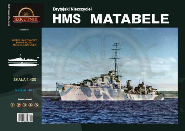 britischer Zerstörer HMS Matabele F26 (1941) 1:400 extrem³, Druck auf permanentem Karton