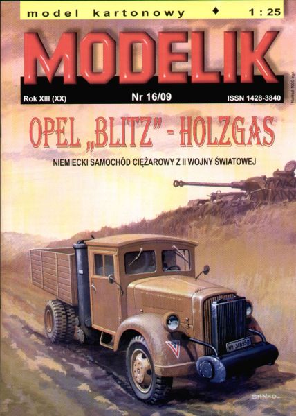 Opel Blitz Holzgas (Kfz.305) in 3 Darstellungsmöglichkeiten 1:25 Offsetdruck
