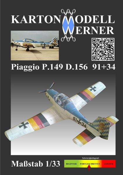 Piaggio P.149 D 156 91+34 in Abschiedsflug-Sonderbemalung 1990 1:33 deutsche Anleitung