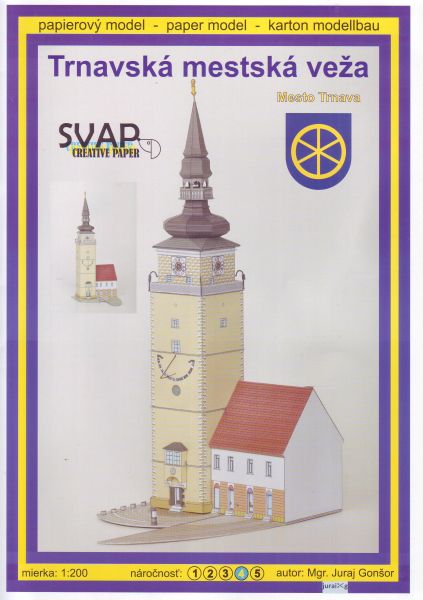 Renaissance-Stadtturm von Trnava (Tyrnau) in der Westslowakei aus dem Jahr 1574 1:200