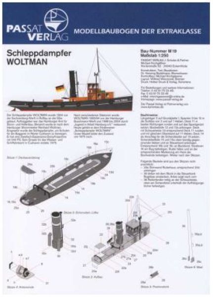 Schleppdampfer Woltman (1804) 1:250 extrem, deutsche Anleitung