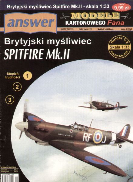 Supermarine Spitfire Mk.II der RAF 1:33 (Answer -MKT Nr.1-2/05) ANGEBOT
