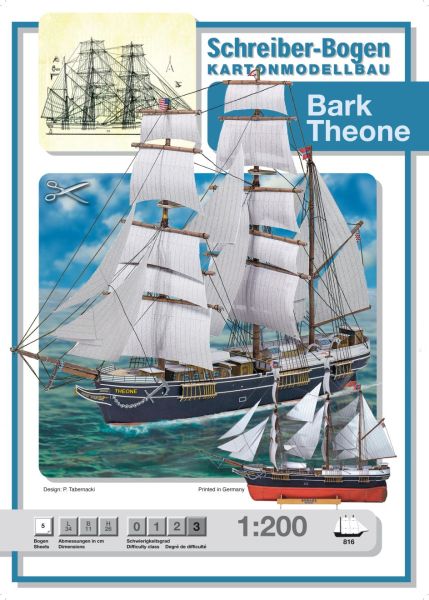 Auswandererungssegler Bark Theone von 1863 (komplett neu entwickelt), 1:200