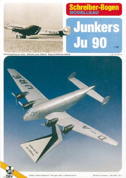 Transport-/Verkehrsflugzeug Junkers Ju 90 (1930er) 1:100 deutsche Anleitung (71401)