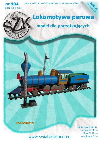 US-Dampflokomotive (19./20. Jh.) inkl. Schienenstück und 2 Formsignale, einfach