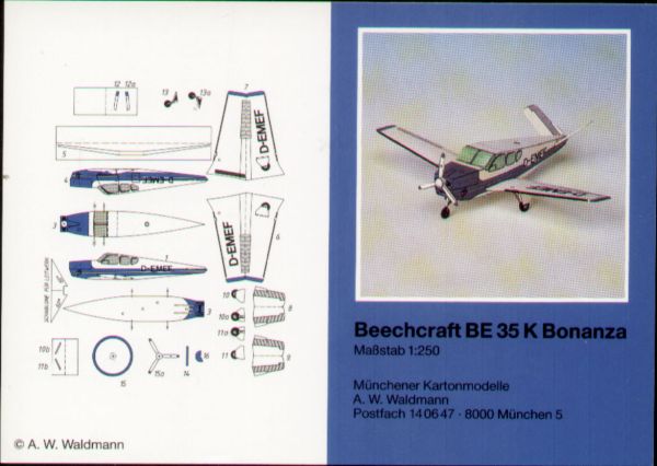 US-amerikanisches Reise- und Geschäftsflugzeug Beechcraft BE 35K Bonanza 1:250