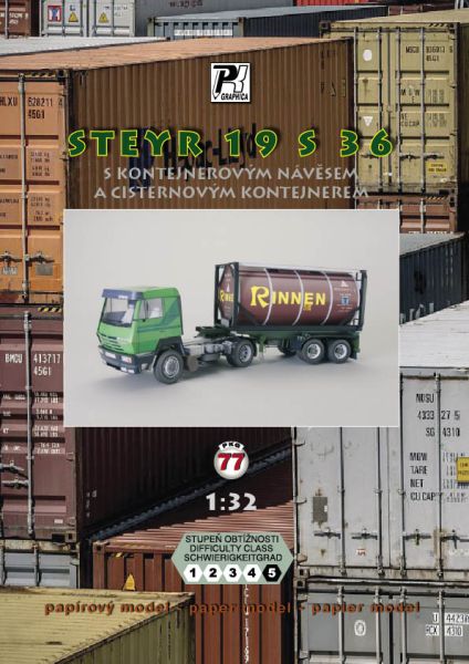 Zugmaschine Steyr 19 S 36 mit Tankcontainer-Aufleger 1:32