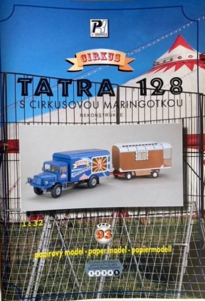 Circus-Gespann: Lkw TATRA 128 mit einem Wohnwagen des tschechoslowakischen Circus Hubertus 1:32