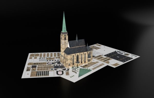gotische St.-Bartholomäus-Kathedrale in Pilsen 1:420 inkl. LC-Spantensatz