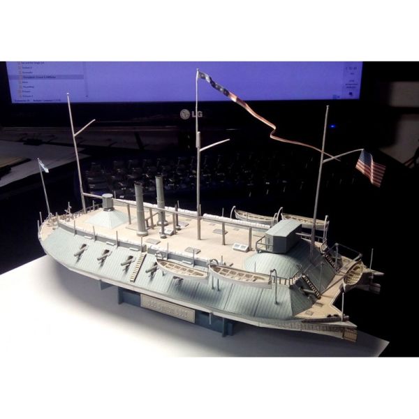 Mittelrad-Katamaran-Snagboat (Hakenboot) / gepanzertes Flusskanonenboot / Monitor USS Benton (1862) 1:200 deutsche Bauanleitung
