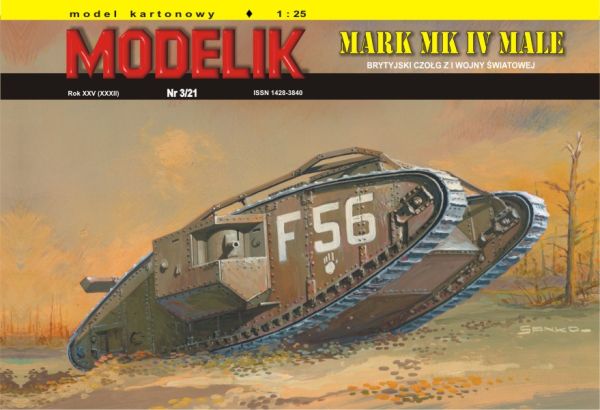 britischer Panzer Mark Mk.IV Male "F56 Fantan" (1917) 1:25 Ausgabe 2021, übersetzt