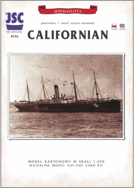 britisches Handelsschiff Californian (1912) inkl. Spantensatz und ein kleiner LC-Detailsatz 1:250