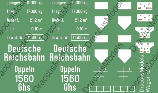 Decals für Gedeckter Güterwagen Ghs "Oppeln" 1:25 (DraccusModels Nr. 1/17)