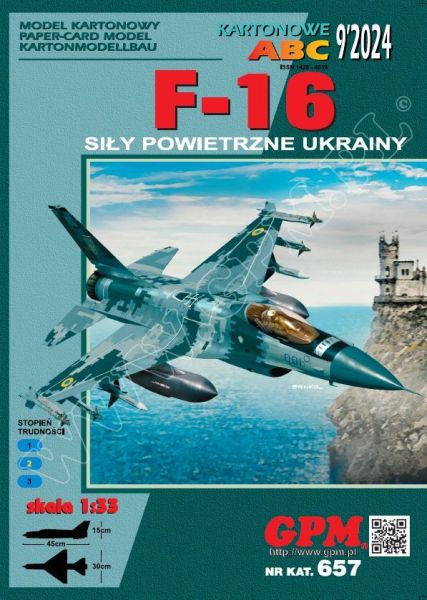General Dynamics F-16 in der Darstellung eines Flugzeuges Ukrainischer Luftwaffe 1:33 extrempräzise²