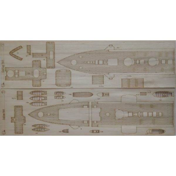 gravierter LC-Decksatz für französischer Panzerkreuzer Guichen aus dem Jahr 1901 1:200 (Paper Modeling Nr. 339)