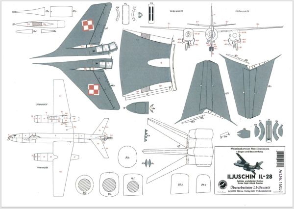 leichter sowjetischer Bomber Iljuschin Il-28 1:50 überarbeiteter LI-Bausatz (2006)