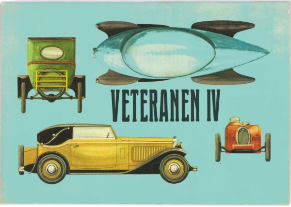 Veteranen IV: Ford T, Rumpler-Tropfenauto, Bugatti Typ 51, Brennabor Typ Juwel 8 1:25 DDR-Verlag Junge Welt (1971)