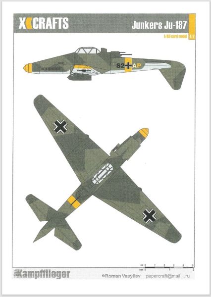 Junkers Ju-187 (eigentlich Junkers Ju-287 Stuka) mit Seitenleitwerk in zwei optionalen Stellungen 1:48