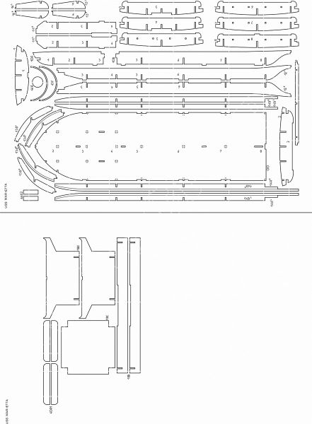 Spantensatz für Fluss-Monitor aus der Zeit des amerikanischen Bürgerkriegs: USS Marietta (1865) 1:200 Paper Modeling 353