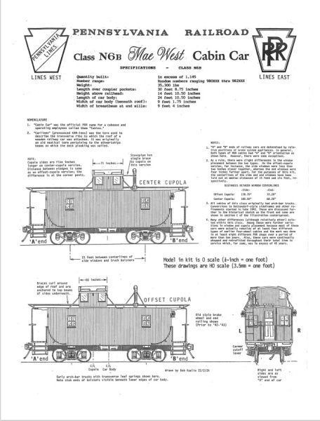 Class N6B Mae West Cabin Car (Holzkabinenwagen) Nr. 982137 der Pennsylvania Railroad 1:22,5 (Spur 0)