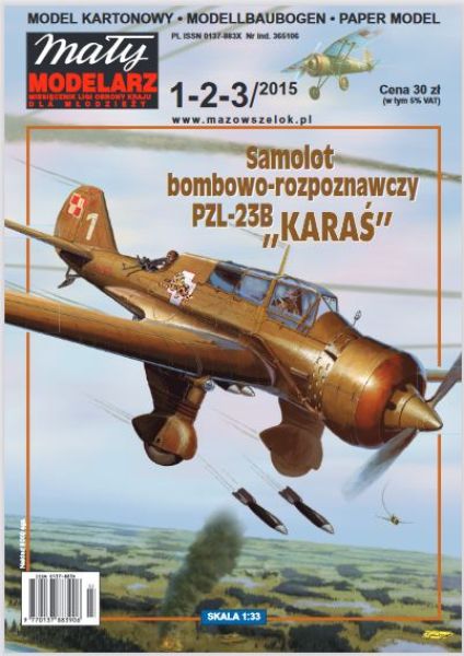 polnisches Bomben- und Aufklärerflugzeug PZL P-23B Karas (55. Bombergeschwader, September 1939) 1:33