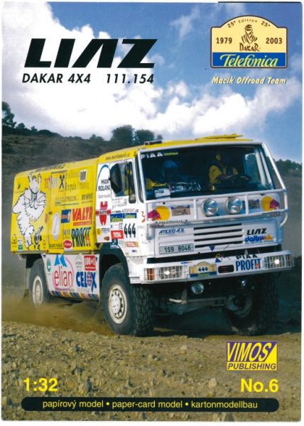 tschechischer Renntruck LIAZ Dakar 4x4 111.154 (Fahrzeug #444, Macik Offroad Team, Dakar-Rally 2003) 1:32 präzise