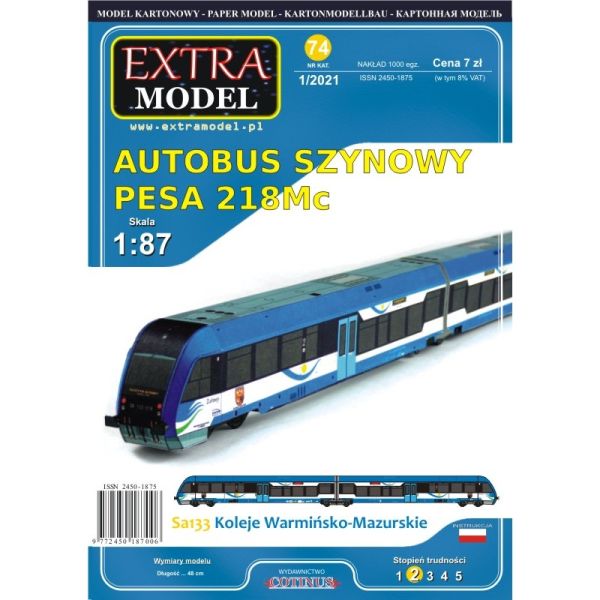 Schienenbus - zweiteiliger Dieseltriebwagen der Baureihe Pesa 218Mc (2007) 1:97 (H0) einfach