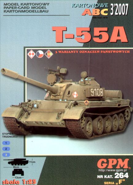 sowjet. Panzer T-55A (tschech., poln., DDR-Kennzeichnung) 1:25 übersetzt