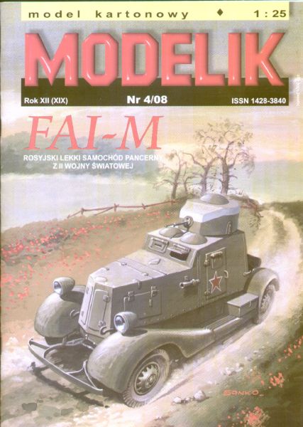 sowjetischer Panzerwagen FAI-M (1938) 1:25 akribisch, Offsetdruck