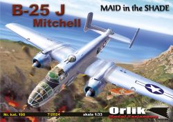 Bombenflugzeug North American B-25J-10-NC SN 43-35972 Mitchell „Maid in the Shade“ 1:33 glänzender Silberdruck