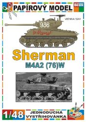 Mittelpanzer Sherman M4A2 (76)W, Darstellung des Fahrzeug 936 der Roten Armee 1:48 einfach