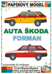 zwei Modell Skoda Forman: ein Feuerwehr- und ein Ambulanz-Fahrzeug, einfach