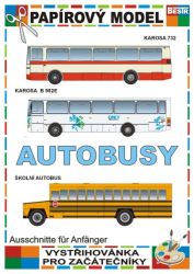 drei Busse: Karosa 732, Karosa B 952E und US-Bus Freightliner FS-65 Schoolbus, einfach