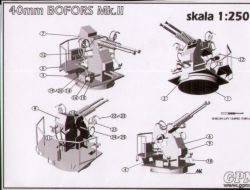 2 Stck. 2x40mm-Zwilling BOFORS Mk.II 1:250 Lasercut.