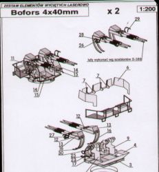 2 Stck. 4x40mm-Vierling BOFORS 1:200 Lasercut