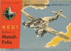 Sport- und Reiseflugzeug Super Aero-45 S Deutscher Lufthansa (DDR) 1:40 auf Silberfolie, selten