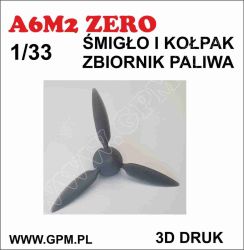 Resine-Propeller/ - Propellerhaube und Treibstofftank für Mitsubishi A6M2 ZERO 1:33 Produzent: GPM