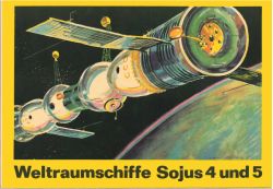Weltraumschiffe Sojus 4 und 5 1:50 z.T. auf Metallfolie, DDR-Verlag Junge Welt Originalausgabe 1971