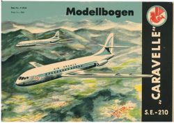 SNCASE Sud Aviation S.E.-210 Caravelle 1:50 DDR-Verlag Junge Welt, Kranich Modellbogen 1957, selten