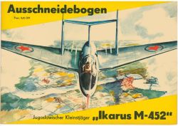 jugoslawischer Kleinstjäger Ikarus M-452 ungefähr 1:32 DDR-Verlag Junge Welt (Kranich-Modellbogen, 1956)
