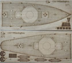 gravierter LC-Decksatz aus Holz für Monitor / Kasemattenschiff CSS Wilmington (1865) 1:200 Paper Modeling Nr. 371